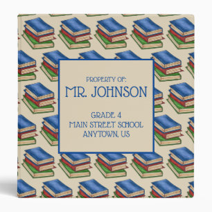 Library Book Stack Teacher Librarian Educator Gift Binder