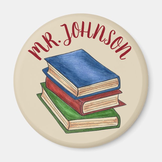 Library Book Stack Teacher Librarian Educator Gift Magnet (Front)