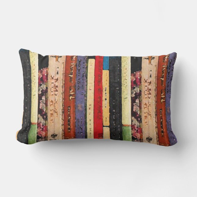 Library Books Abstract Outdoor Pillow (Front)
