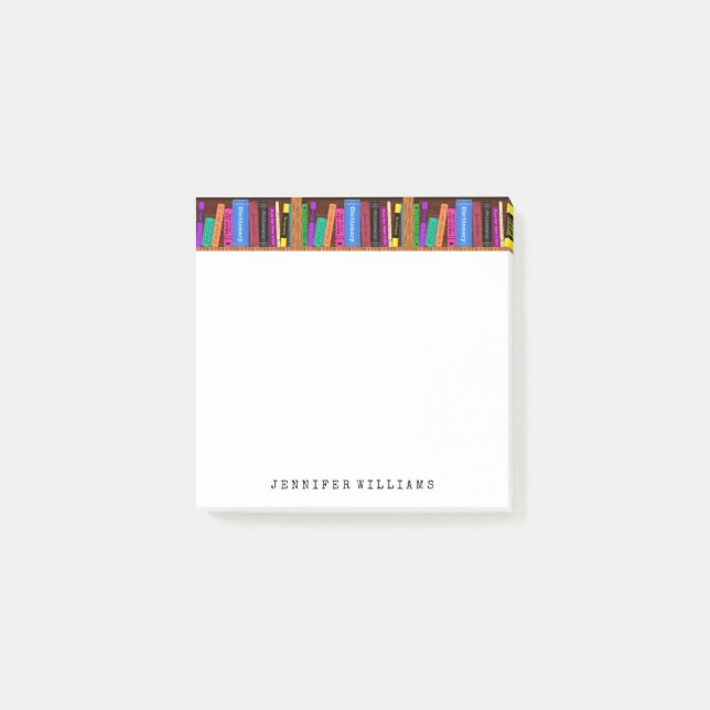 Library Books English Teacher Writer Personalized Post-it Notes (Front)