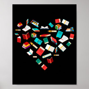 Library Books Heart Bookworm Valentines Day Gift R Poster