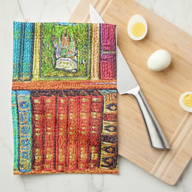 Library Books Kitchen Towels (Quarter Fold)