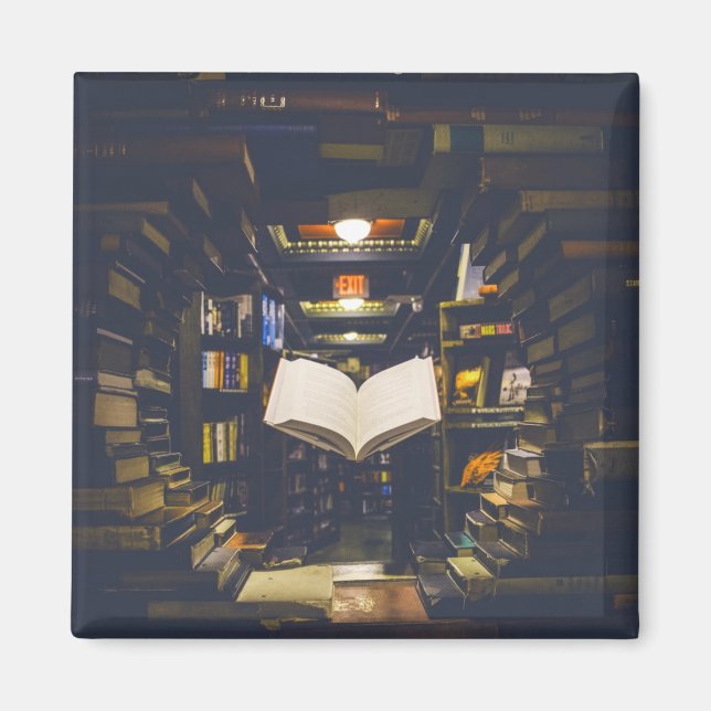 Library Books Shelves Open Book Read Magnet (Front)