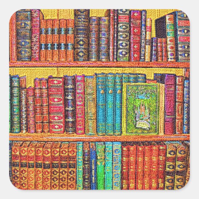 Library Books Square Sticker (Front)