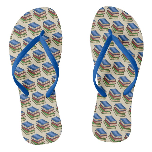 Library Books Teacher Librarian School Reading Flip Flops (Footbed)