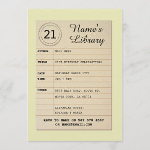 Library Card Book Birthday Party Author Invite