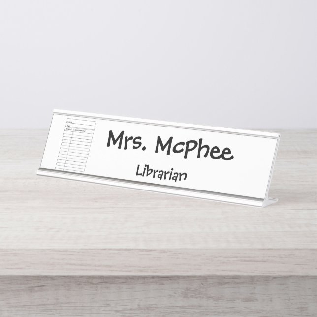 "Library Card" Name Plate (Front)