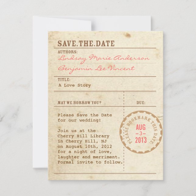 Library Card Save the Date (Front)