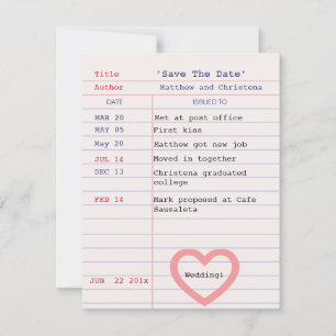 Library Card Wedding Save The Date Announcement