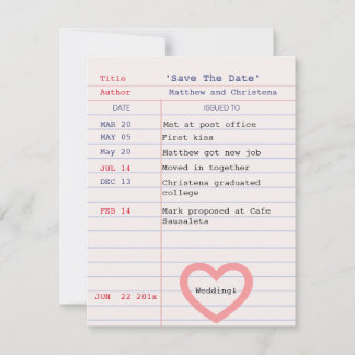 Library Card Wedding Save The Date Announcement