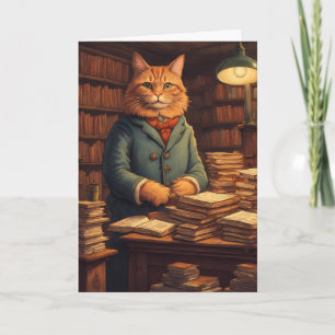 library cat #10 greeting card