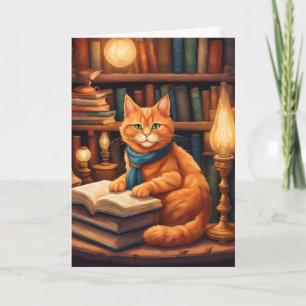 library cat #13 greeting card