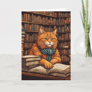 library cat #17 greeting card