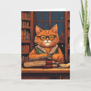 library cat #21 greeting card