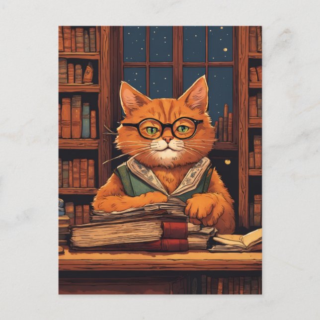 library cat #21 postcard (Front)