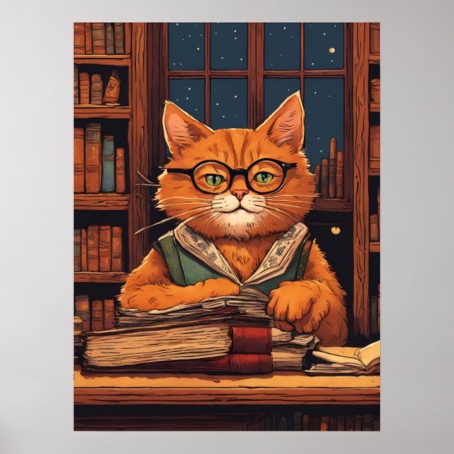 library cat #21 poster (Front)