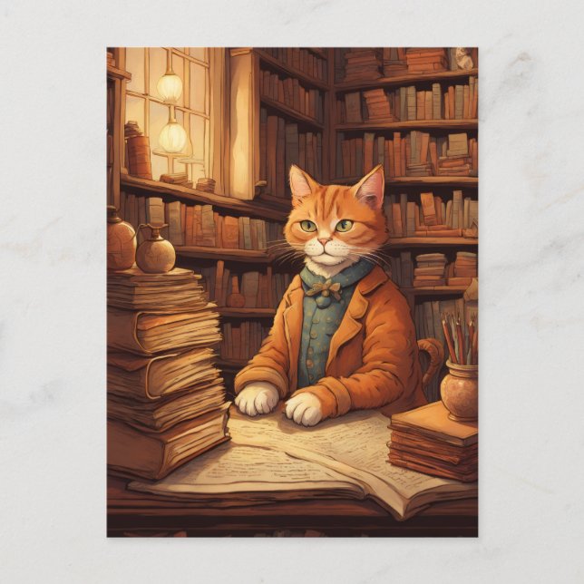 library cat #2 postcard (Front)