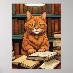 library cat #8 poster