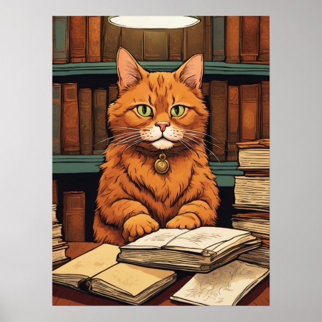 library cat #8 poster (Front)