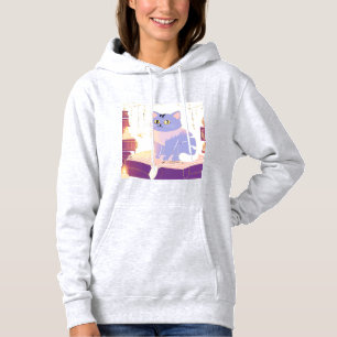 Library cat cafe hoodie