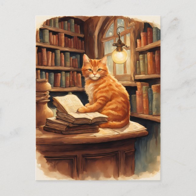 library cat postcard (Front)