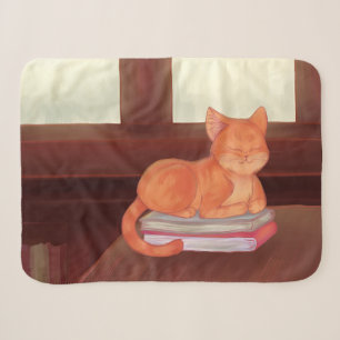 Library Cat Sherpa Blanket