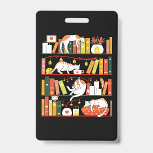 Library cats autumn colour version badge