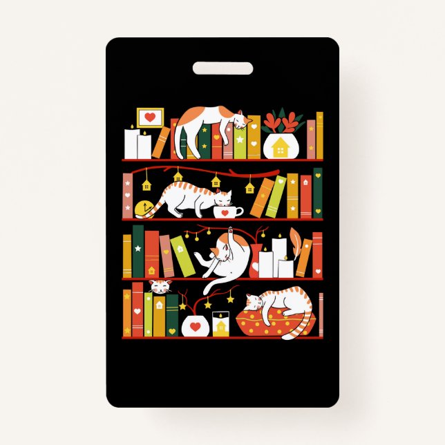 Library cats autumn colour version badge (Front)