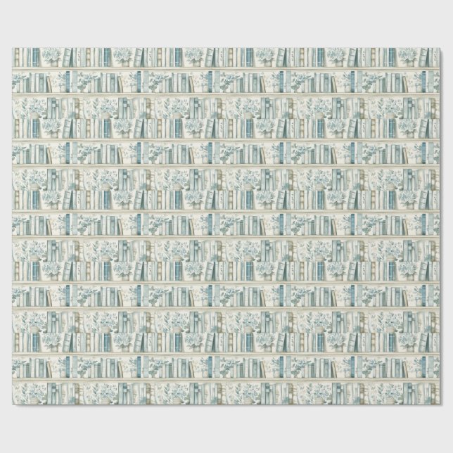Library Chapter ONE Blue Boy Book 1st Birthday Wrapping Paper (Flat)