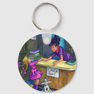 Library Check Out Artwork Keychain