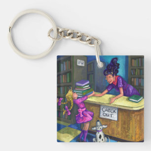Library Check Out Artwork Keychain