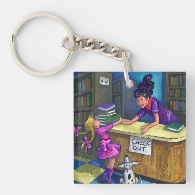 Library Check Out Artwork Keychain (Front)