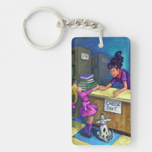 Library Check Out Artwork Keychain
