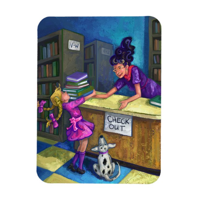 Library Check Out Artwork Magnet (Vertical)