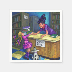 Library Check Out Artwork Napkin