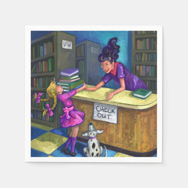 Library Check Out Artwork Napkin (Front)