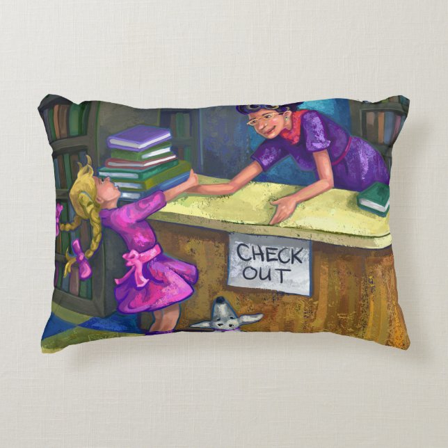 Library Check Out Decorative Pillow (Front)
