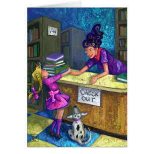 Library Check Out Greeting Card
