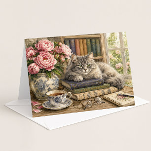 Library Companion Watercolor Note Card