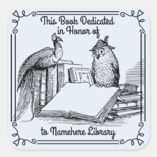 Library Dedication Bookplates Square Sticker