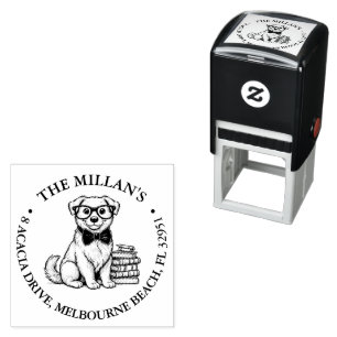 Library dog lover theme self-inking stamp