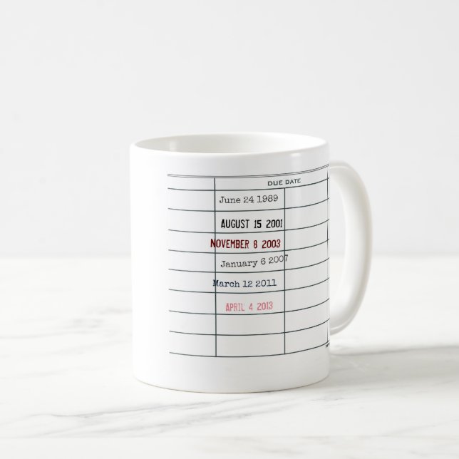 Library Due Date Mug - Customizable (Front Right)