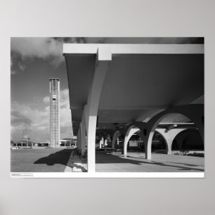 Library Entrance Arches, Bell Tower in Background Poster