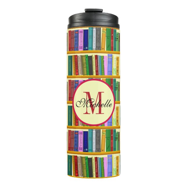 Library for genius. Books for clever students Thermal Tumbler (Front)