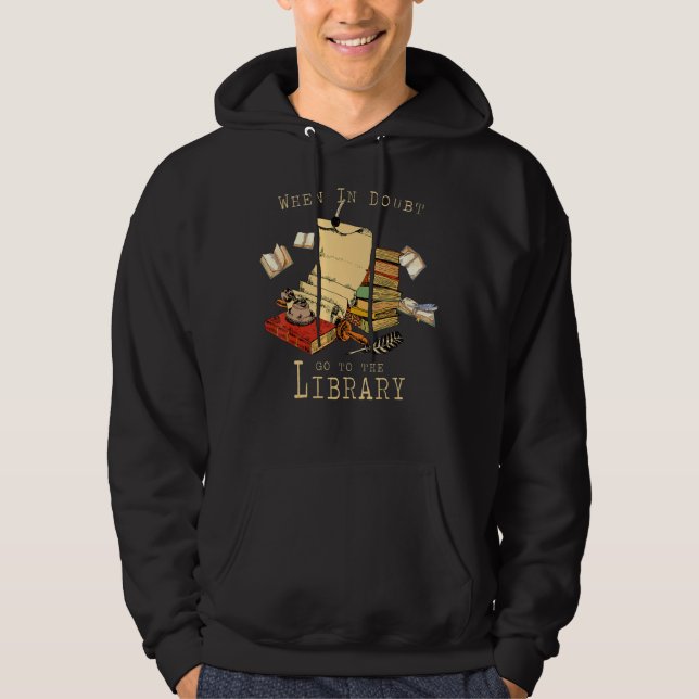Library Graphic Men Women Book Reader Reading Libr Hoodie (Front)