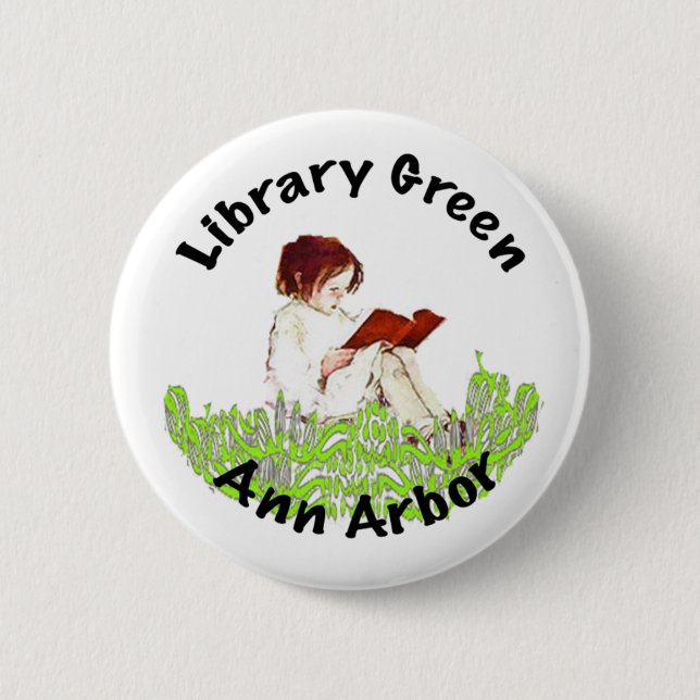 Library Green 2 Inch Round Button (Front)