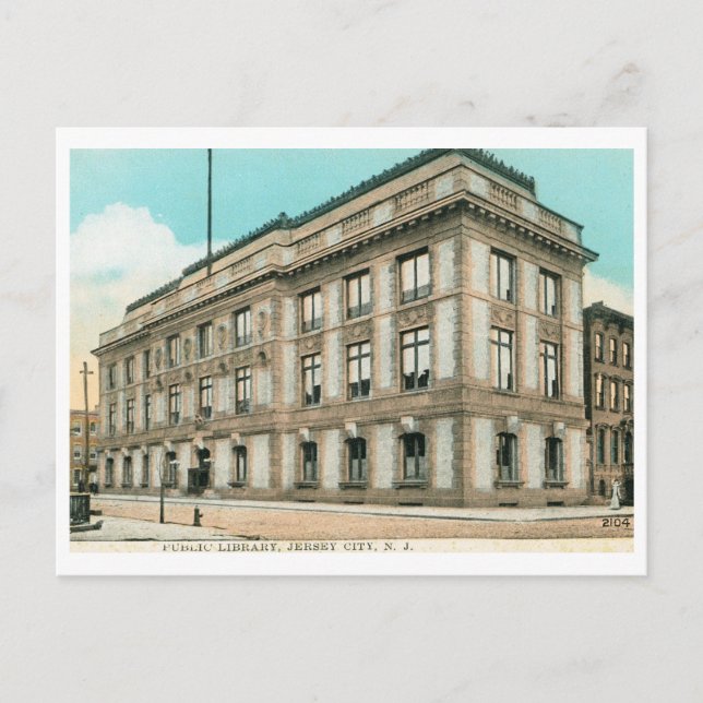 Library, Jersey City, NJ Vintage Postcard (Front)