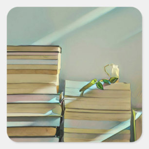 Library lover artwork square sticker