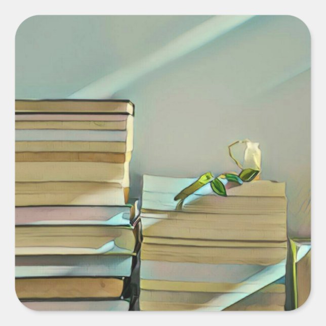 Library lover artwork square sticker (Front)