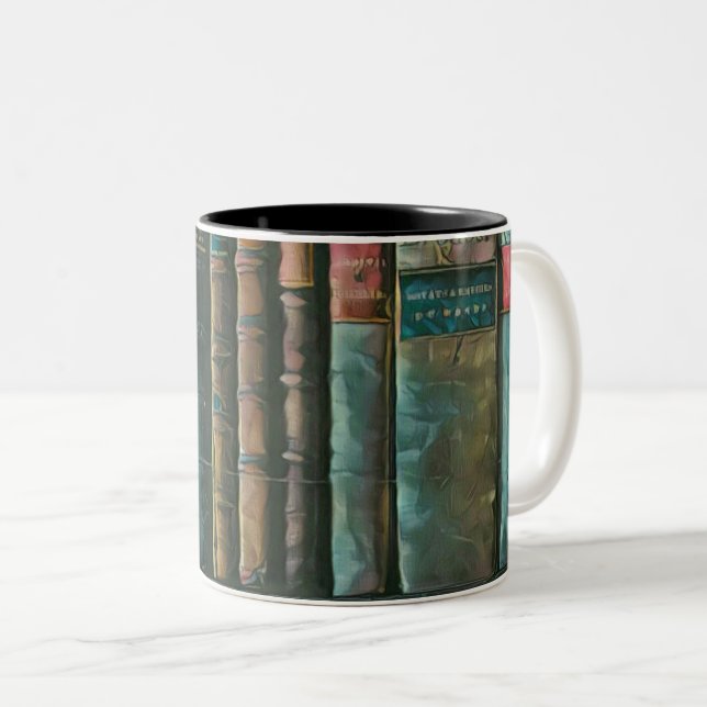 Library lover artwork Two-Tone coffee mug (Front Right)